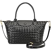 Vegan Leather Handbag, Top-Handle Shoulder Bag, Leather Crossbody Bag for Women, Woven Tote Purse