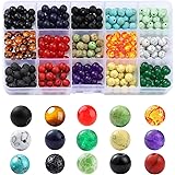 8mm 300pcs Beads Mixed Healing Stone Lava Rock Beaded for DIY Bracelet Necklace Essential Oil Jewelry Making