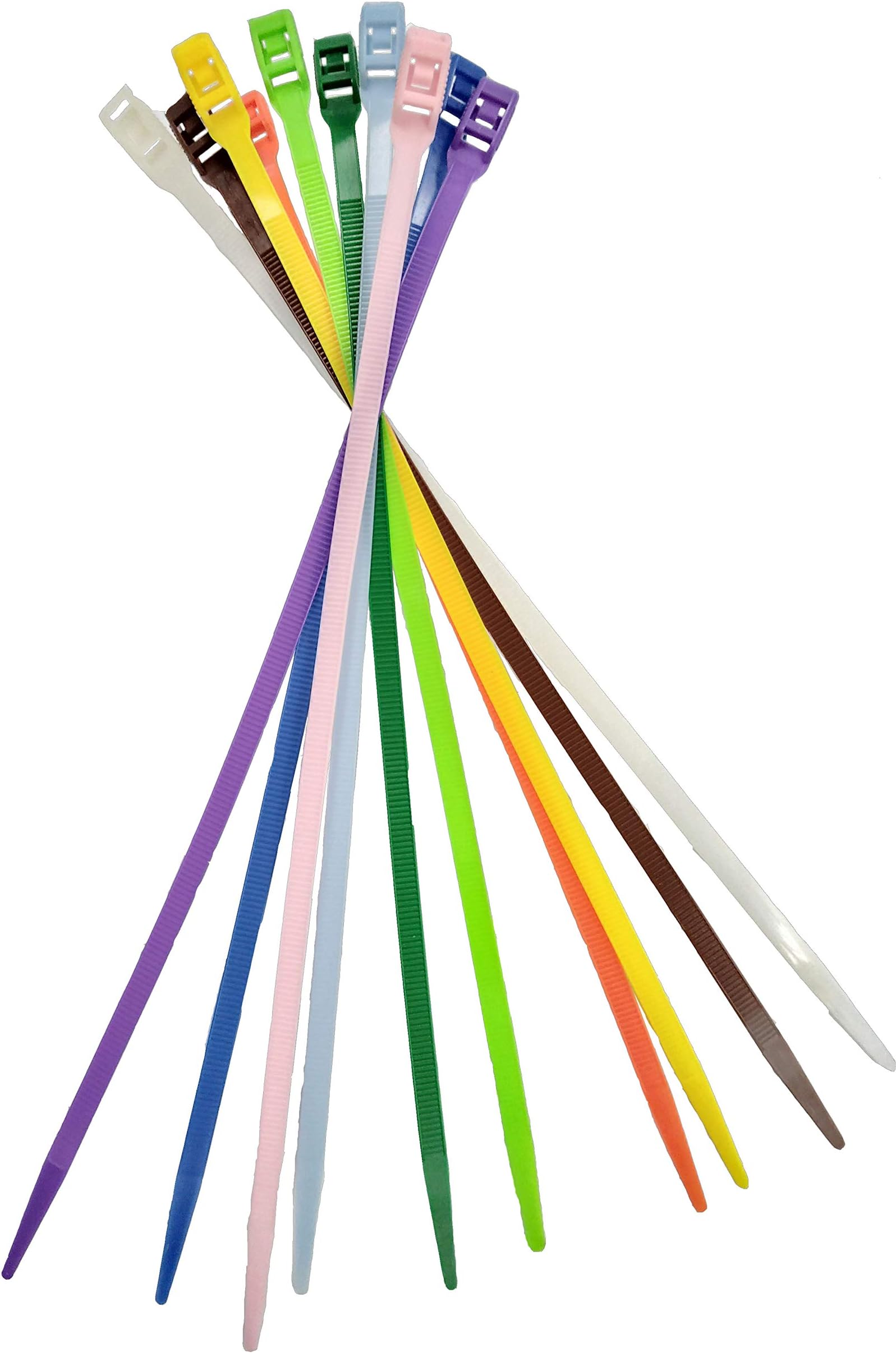 14" Low Profile Cable Ties - 100 Pack (Multicolor)