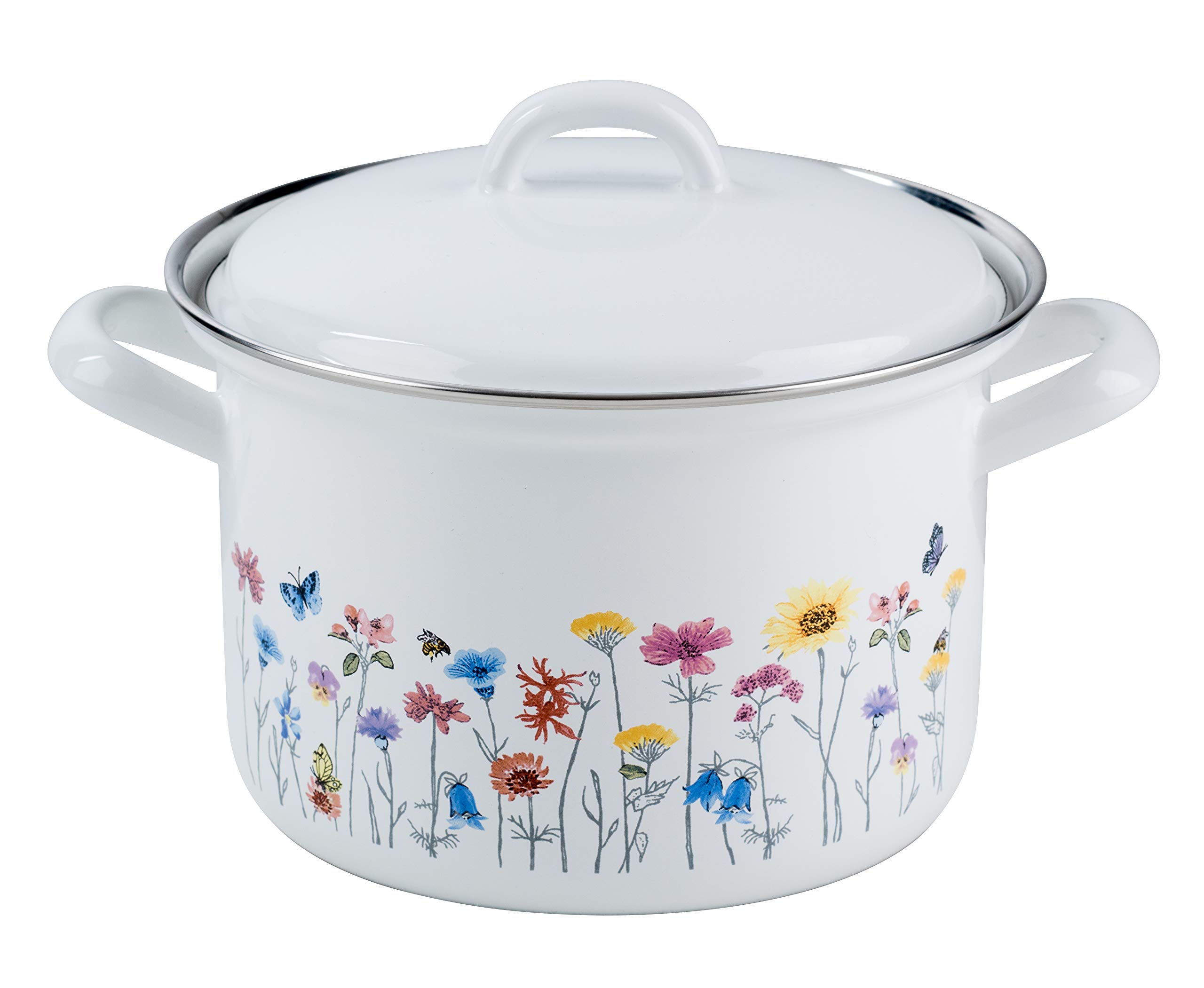 RIESS 0123-070 Meat Pot with lid, Diameter 18 cm, Capacity 2.5 litres, Country, Special Decor Flora, Induction