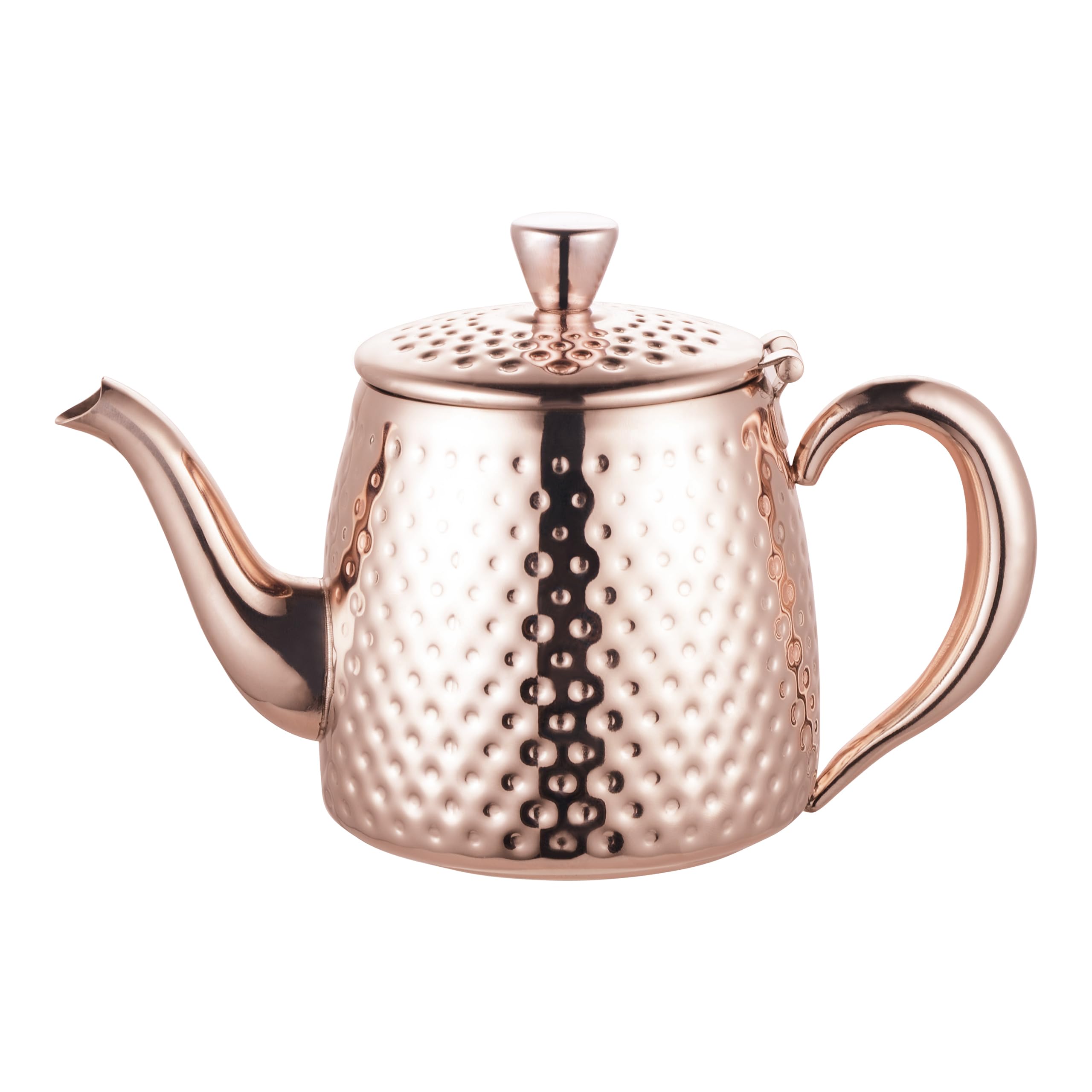 Café Olé SDT-048CU Sandringham Teapot, 48oz (1.35 litres) Copper Plated 18/10 Stainless Steel with Hammered Finish