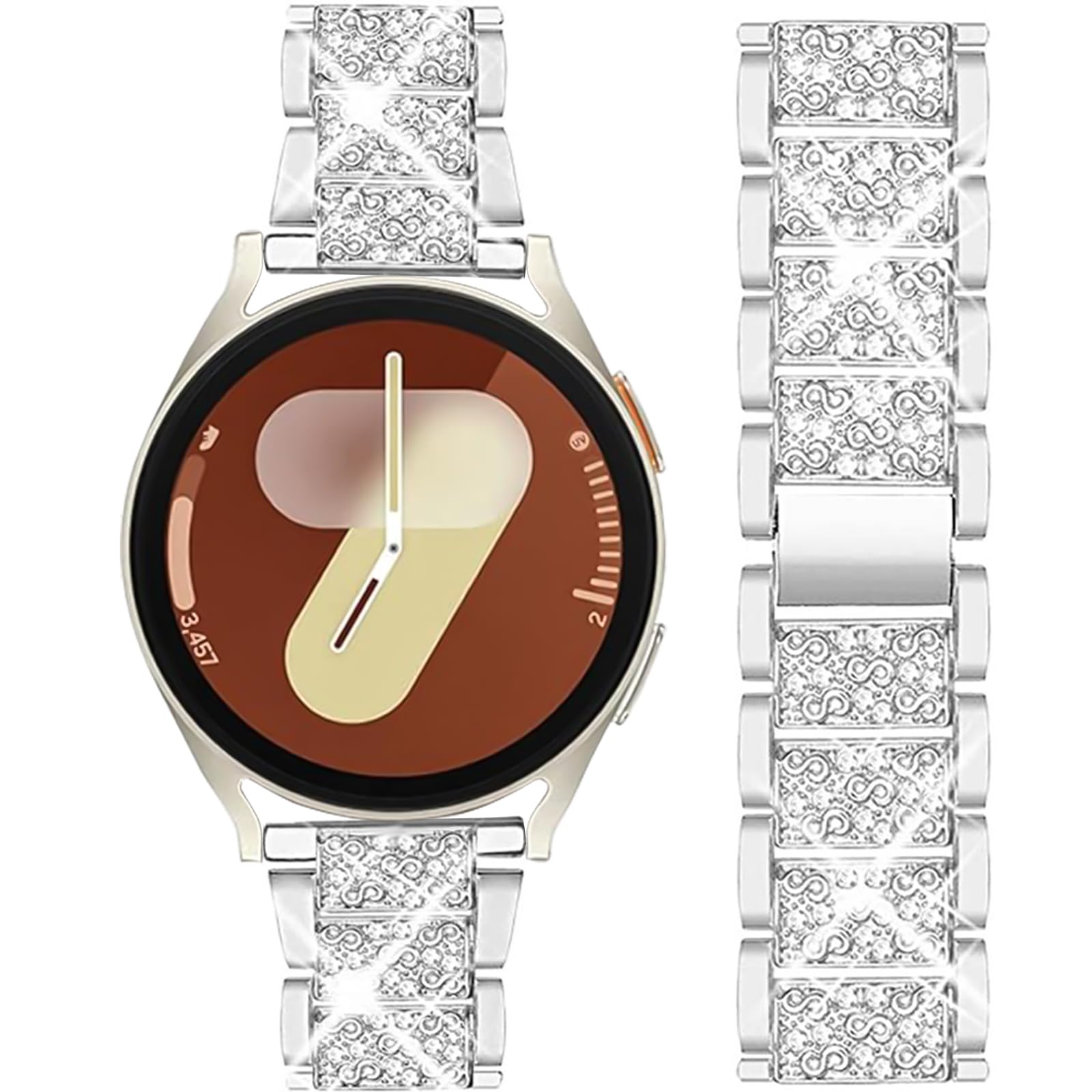 Photo 1 of Mosonio Compatible with Samsung Galaxy Watch 7 6 5 Band 44mm, 20mm Bling Jewelry Metal Band for Women for Galaxy Watch?Silver,44 mm?