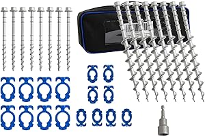Homeon Wheels 16 Pcs Aluminum Ground Anchors, Non-Rust Cast Tent Stakes Heavy Duty Metal Tent Stakes Pegs for Securing Animals, Tents, Canopies, Sheds, Car Ports, Swing Sets Outdoors Beach