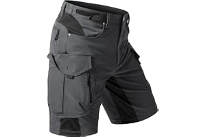 Moosehill Men's Hiking Cargo Shorts: Quick Dry 9 Pockets (Self-Storing) | Adjustable Waist, Stretch Panels, Reflective Strips, Lightweight, Water Resistant, Breathable, Outdoor Fishing Camping