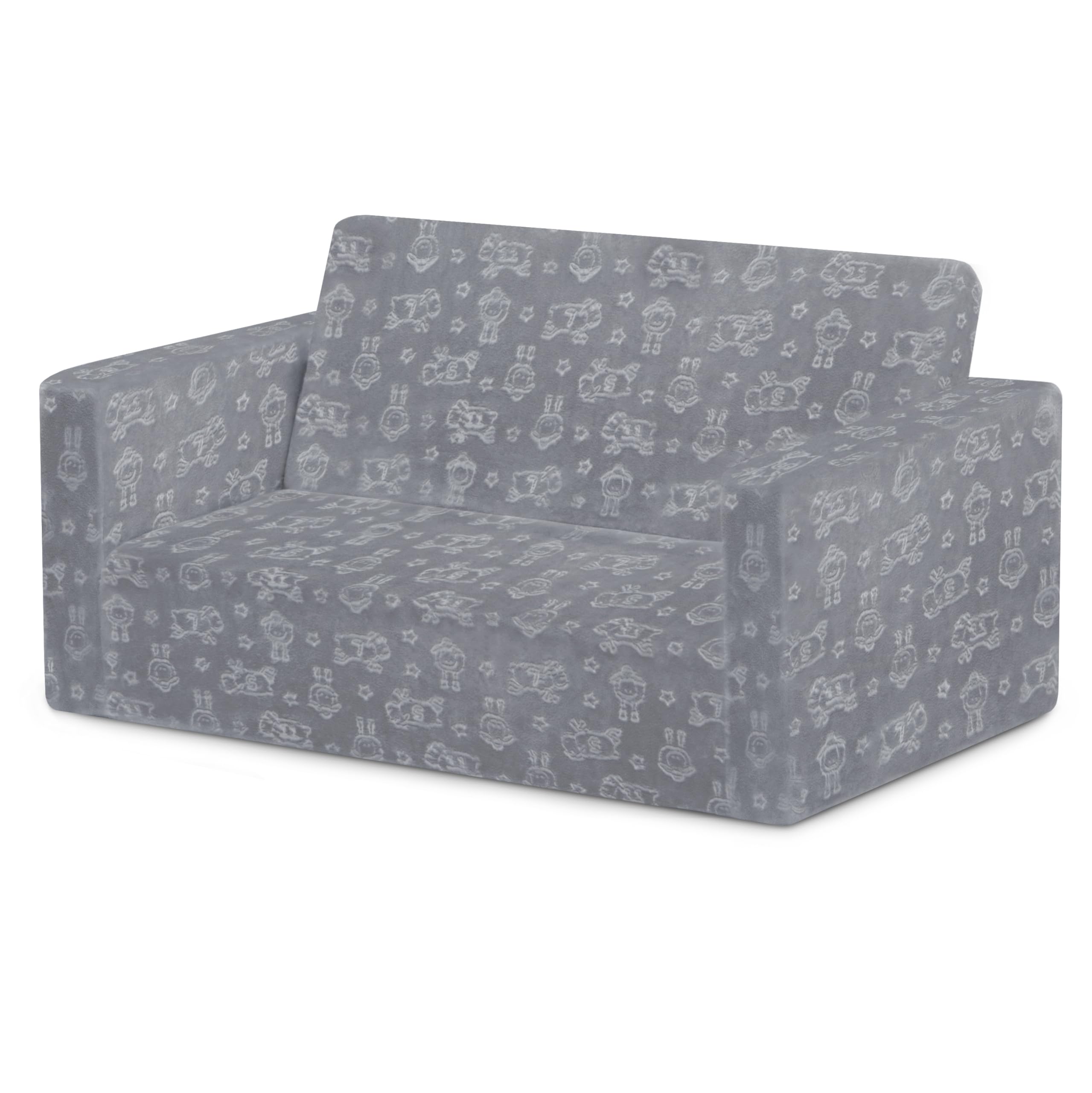 Serta Perfect Sleeper Extra Wide Convertible Sofa to Lounger - Comfy 2-in-1 Flip Open Couch/Sleeper for Kids, Grey