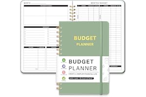 VCOOHM Undated Monthly Budget Planner - 12 Month Budget Book With Expense & Bill Tracker, Money Budgeting Notebook To Effectively Manage Your Finances - Green