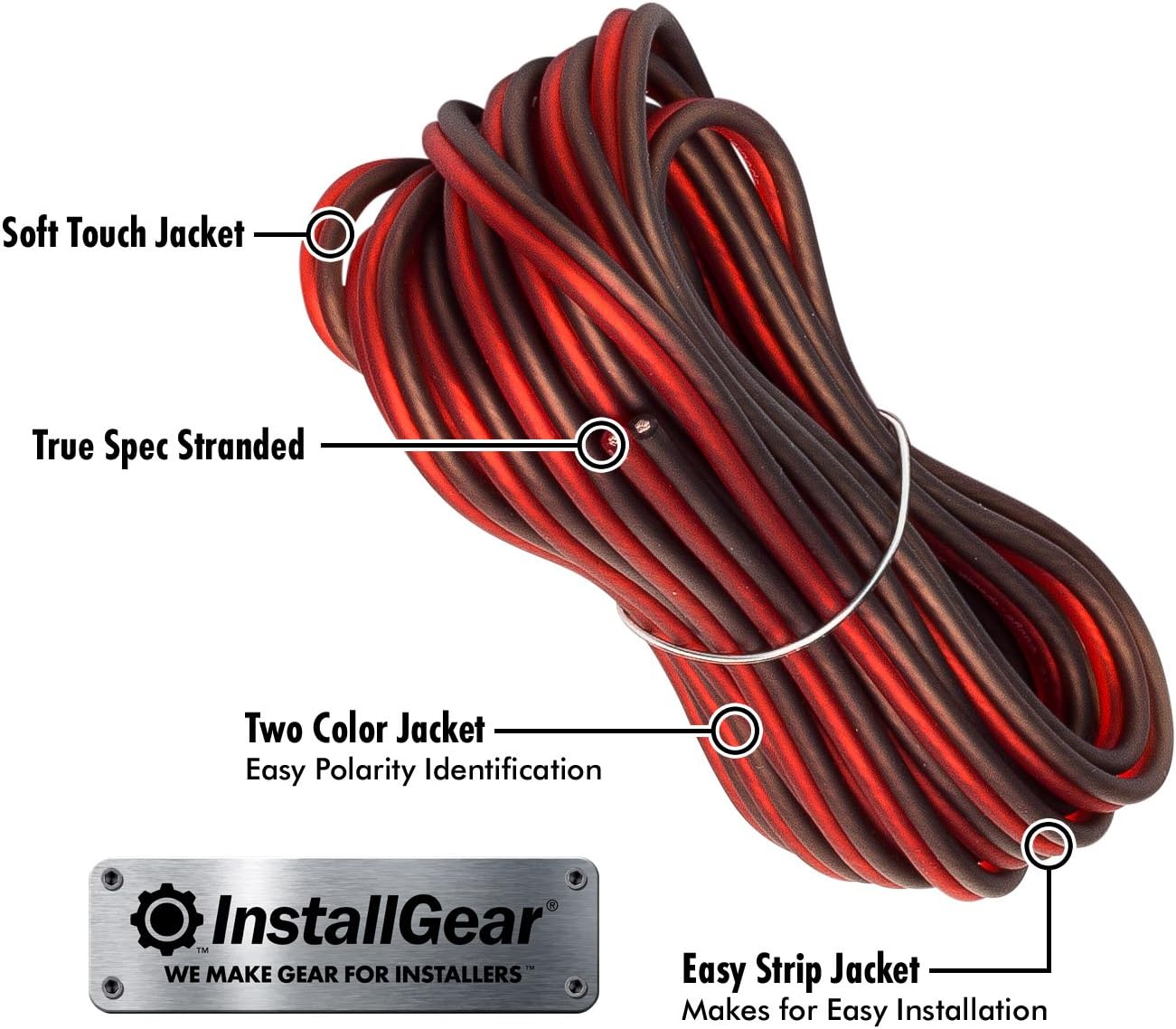 InstallGear 16 Gauge 17ft Speaker Wire True Spec and Soft Touch Cable: Car Electronics