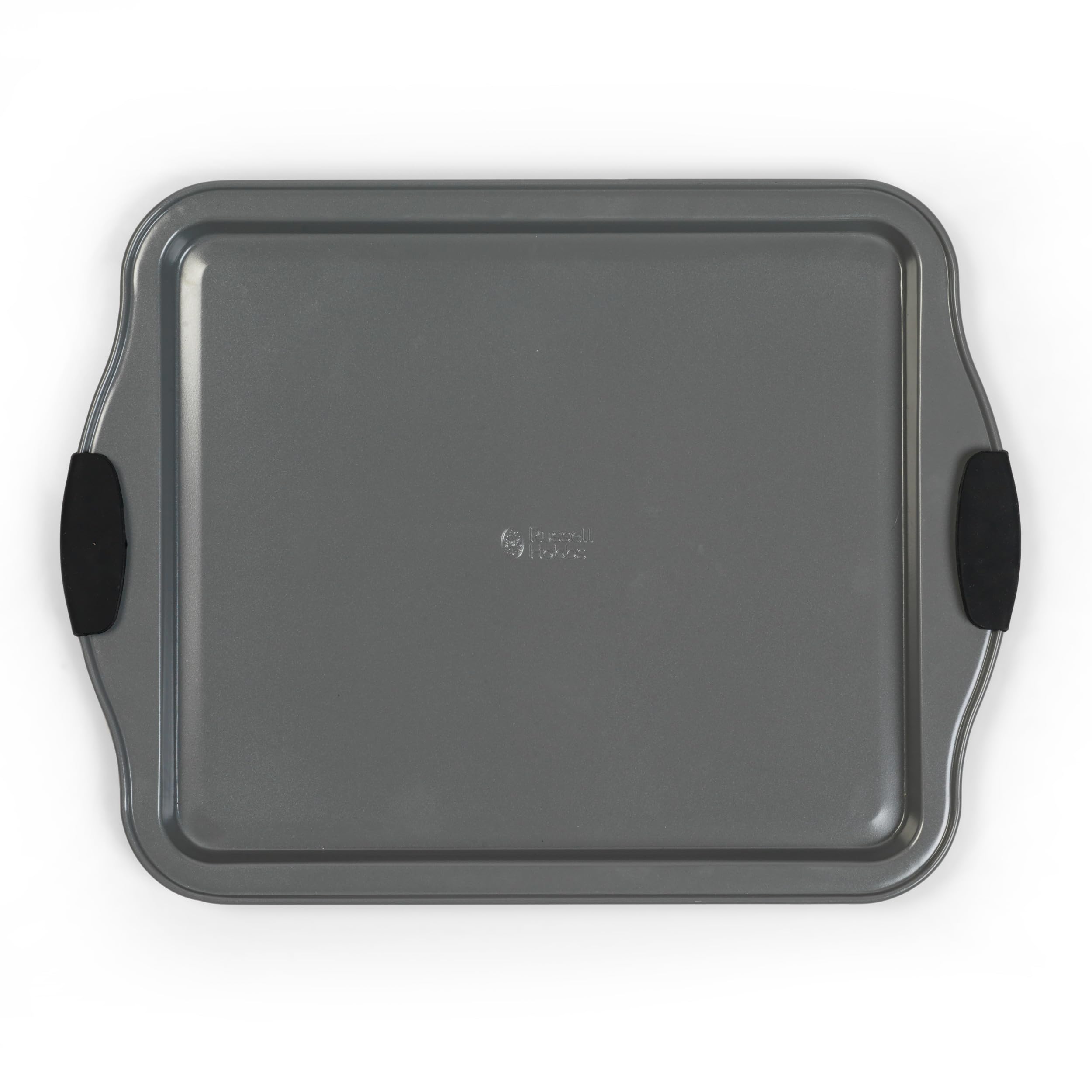 Russell Hobbs RH01914EU Pearlised Baking Tray, Non-Stick Baking Sheet, Carbon Steel, PFOA Free, Silicone Handles, Strong, Durable, Kitchen Cookware for Roasting Vegetables, Meat, Matte Grey, 38 cm