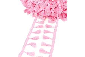 MSCFTFB 20 Yards Mini Tassel Fringe Trim,Boho Tassels Ribbon for Women,1.6inch Wide Sewing Fabric Lace for DIY Jewelry Clothing Bag Curtain Home Party Decor(Pink)