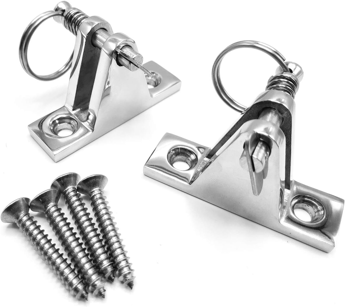 Amadget 4 Pack Bimini Top 90°Deck Hinge with Removable Pin, 316 Stainless Steel Marine Boat Hinge Mount Bimini Top Fitting Hardware : Sports & Outdoors