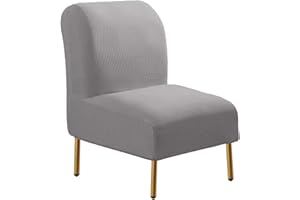 ZC MALL Armless Accent Chair Slipcover,Stretch Spandex Jacquard Fabric for Armless Accent Chair,Non-Slip Sofa Couch Covers Furniture Protector for Dining Living Room Office Reception Chair,Light Gray