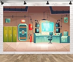 Loccor 5x4ft Fabric Cartoon Science Lab Backdrop