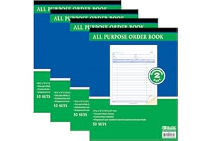 BAZIC All Purpose Order Book, 50 Sets 8 3/8" x 10 11/16" 2-Part Carbonless, White & Canary, Bound Wraparound Cover (50 Sets/P