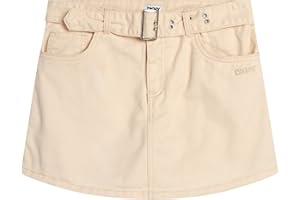 DKNY Girls Denim Skorts - High Waisted Girls Denim Skirt with Shorts Underneath Mini Kids Jean Skirt with Pockets (7-16)