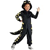 Kids Spotted Salamander Costume | Hooded Jumpsuit with Attached Tail | Cozy Plush One Piece Zip Up Amphibian Outfit