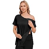 Deyeek Post Surgery Shirts for Women with 2 Shoulder Half Zippers Chemo Port Shirt Side Tear Away Adaptive Clothing