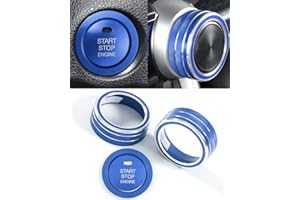 YAKANEY 4 PCS for RAV4 AC Climate Control Knob Rings, Engine Start Cover, Center Console Air Conditioner Switch Button Knob Tims for RAV4 2019-2024 Interior Conditioning Accessories- Blue