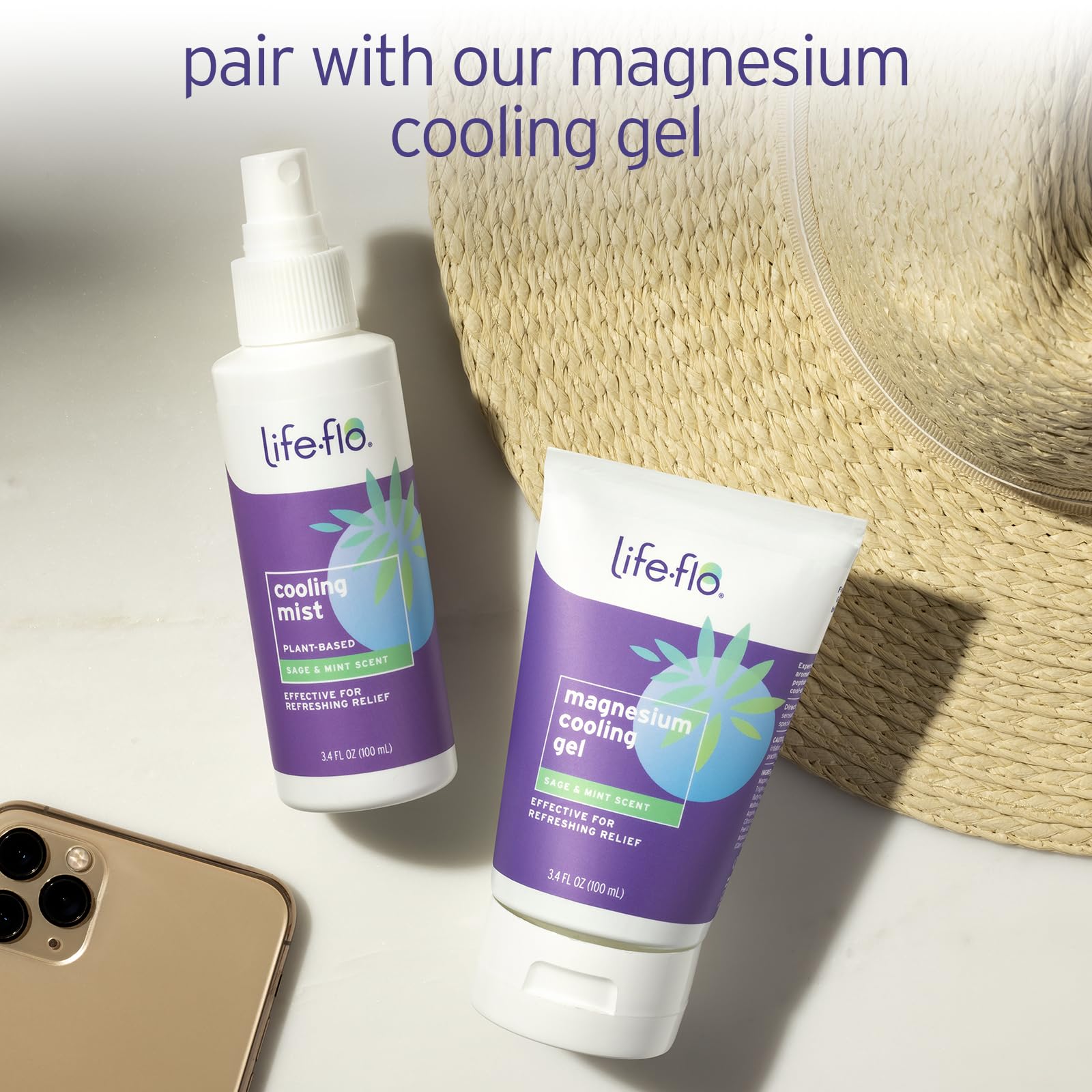 LIFE-FLO Cooling Mist, Refreshing Body Mist for Women, Instantly Cools Hot Flashes with Ginger, Organic Aloe Vera and Lavender, Fresh Sage Mint Scent, 60-Day Guarantee, Not Tested on Animals, 3.4oz