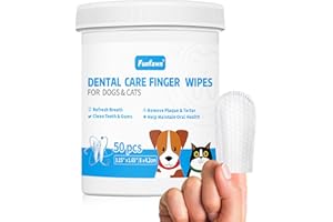 Funfawn Dog Teeth Cleaning Finger Wipes - Pet Dental Care Wipes for Dogs & Cats - Freshens Breath - Remove Plaque and Tartar 