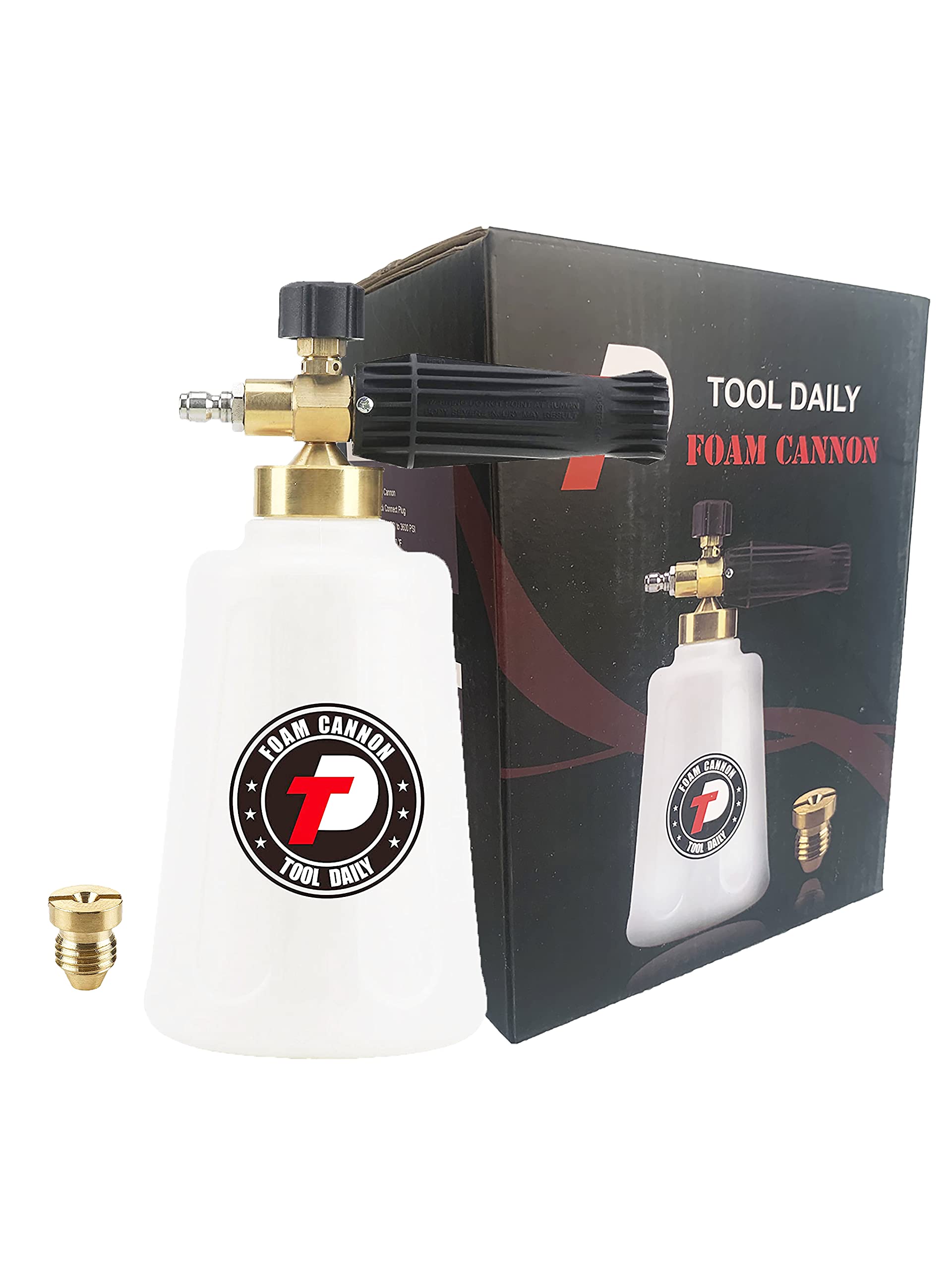 Tool Daily Pressure Washer Foam Cannon for Car Wash, Snow Foam Lance, Additional Orifice Nozzle 1.1mm, 1/4 Inch