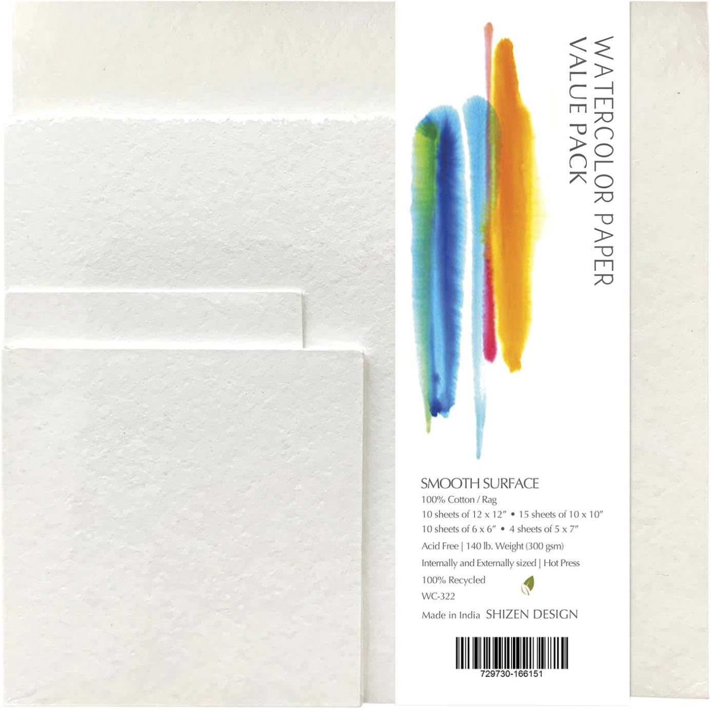 Shizen DesignWatercolor Paper Value Pack, 140 lb, 39 Sheets