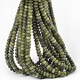 ICAI Beads 5x8mm Natural Rondelle Spacer Loose Beads for Jewelry Making DIY Crafts Design 1 Strand 15" APPR (Canadian Jade)