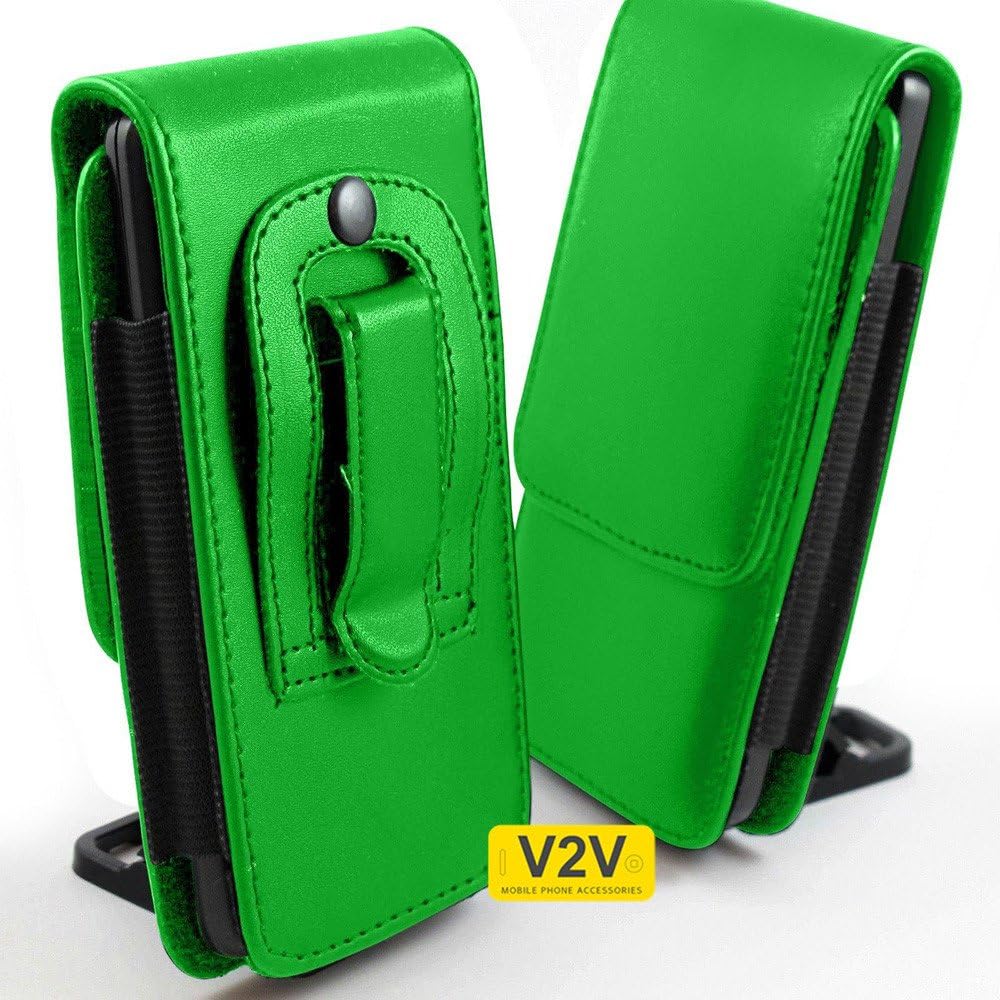 Doogee S60 (5.2") - Belt Clip Pouch Holster Vertical PU Leather Magnetic Flip Case Cover Holder (Green) by V2V international