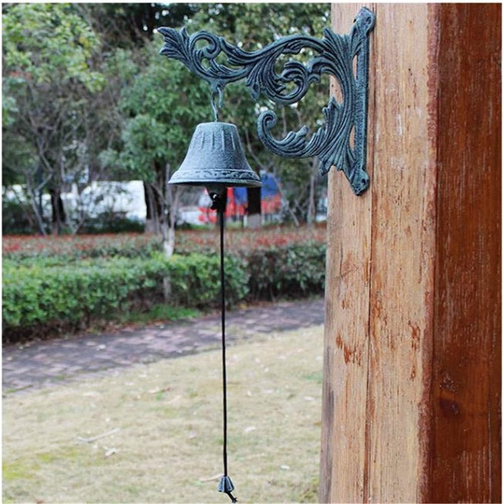 Xiejuanjuan Vintage Cast Iron Rustic Dinner Bell Rustic Metal Wall Mount Door Call Bell Traditional Retro Cast Iron Branch Farmhouse Style Creative Doorbell for Courtyard Farm Decoration
