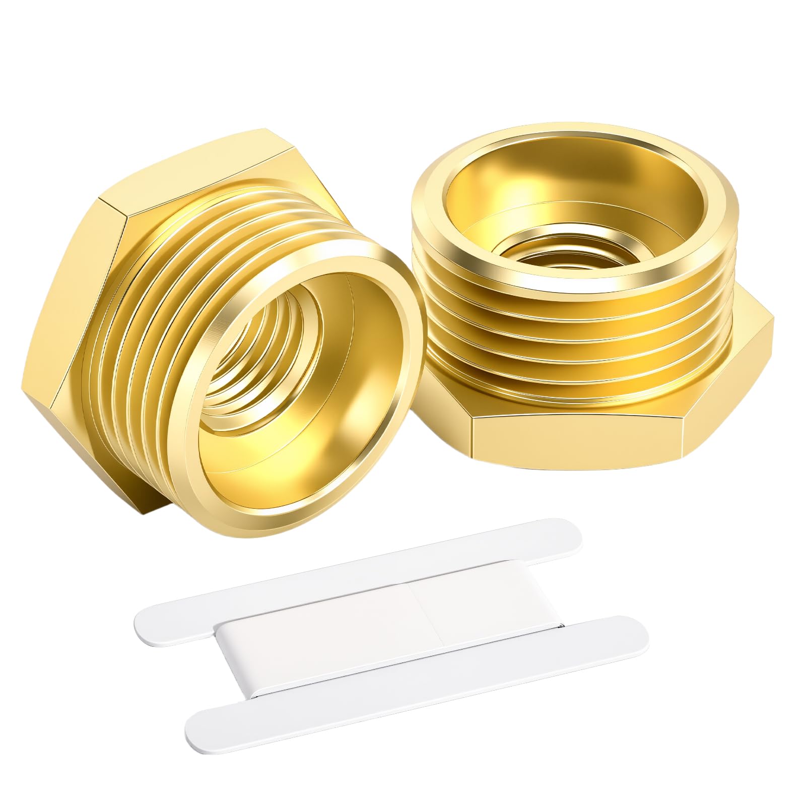 Bwintech 2 Pcs 1/2" Female to 1" Male BSP Thread Brass Hex Bushing Reducing Connector for Pipe Connecting Conversion