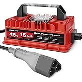 EPOWREY 15 AMP Golf Cart Charger for 48 Volt EZGO RXV & TXT with 3 Pin Triangular Plug-Lead Acid Battery