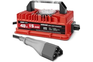 EPOWREY 15 AMP Golf Cart Charger for 48 Volt EZGO RXV & TXT with 3 Pin Triangular Plug-Lead Acid Battery