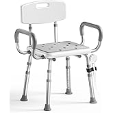 SOUNDFUSE Shower Chair for Inside Shower with Arms and Back, FSA/HSA, Height Adjustable Shower Chair for Elderly and Disabled