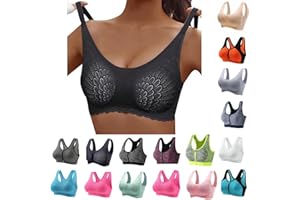 Homisy Sport Bras for Women Front Zipper Closure No Underwire Bra Back Smoothing Sports Bra Yoga Underwear Bra