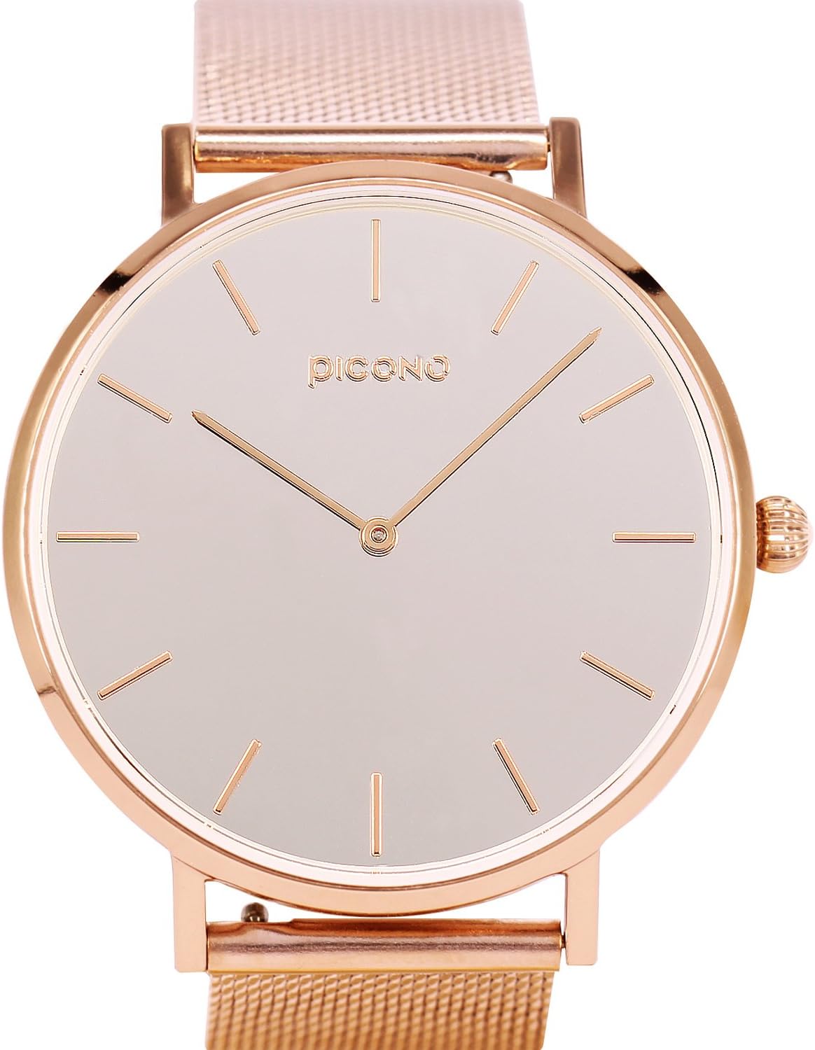 PICONO Mirror TSeries - Multi Dial Water Resistant Analog Quartz Quickly Release Stainless Steel Strap Watch - No.FX-7103 Rosegold
