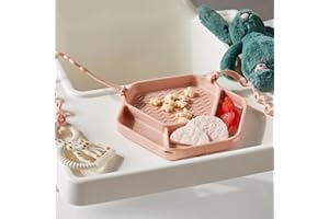 Smack Fun - The Original All-in-one Suction Plates + Safety Toy Straps - Silicone Suction Plates for Toddlers + Baby - First Foods + Self-Feeding. Comes with 2 straps (Blush)