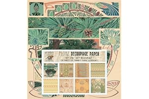 Decoupage Paper Pack (24 Sheets 6"x6") Art Nouveau Frames Flourishes FLONZ Vintage Styled Paper for Decoupage and Craft