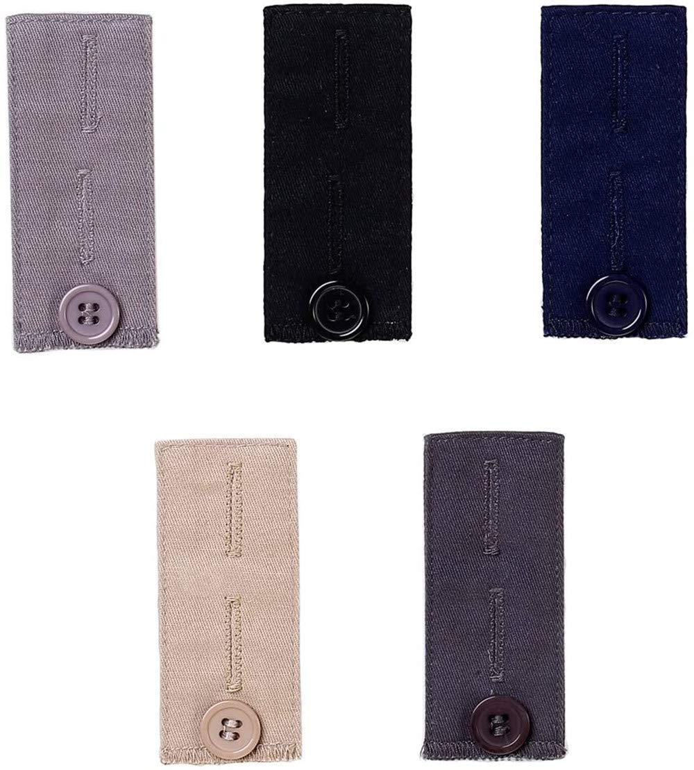 Elastic Waist Extenders,5 PCS Pants Extender Adjustable Waistband Button Extenders Pants Enlarger for Trousers Jeans Pants Pregnant Trousers 5 Colors