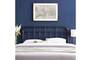 Modway Alessia Modern Farmhouse Metal Queen Headboard in Black