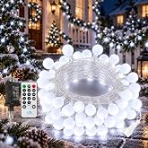Connectable 43FT 100LED Globe String Lights Indoor, Christmas Lights | White Fairy Lights Plug in, Remote Control, 8 Modes, Hanging Light for Bedroom Outdoor Party Classroom Christmas Decor