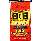 B&B Charcoal Slow Burning Oak Charcoal Briquettes with All Natural Smoky Flavoring for Grills, Barbecues, and Pitmaster Compe