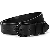 SANSTHS Women Leather Belt for Jeans Pants Dresses Black Ladies Waist Belt with Black Buckle