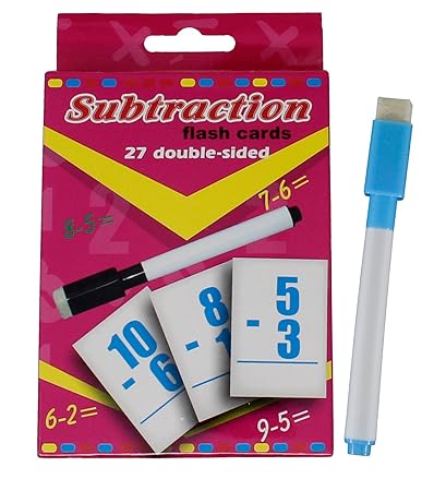 Fusine New Creative Educational Aids Mathematical Concepts Division, Multiplication, Addition, Subtraction ( Maths Flash Cards with Pen )( Write & Learn ) (Subtraction)
