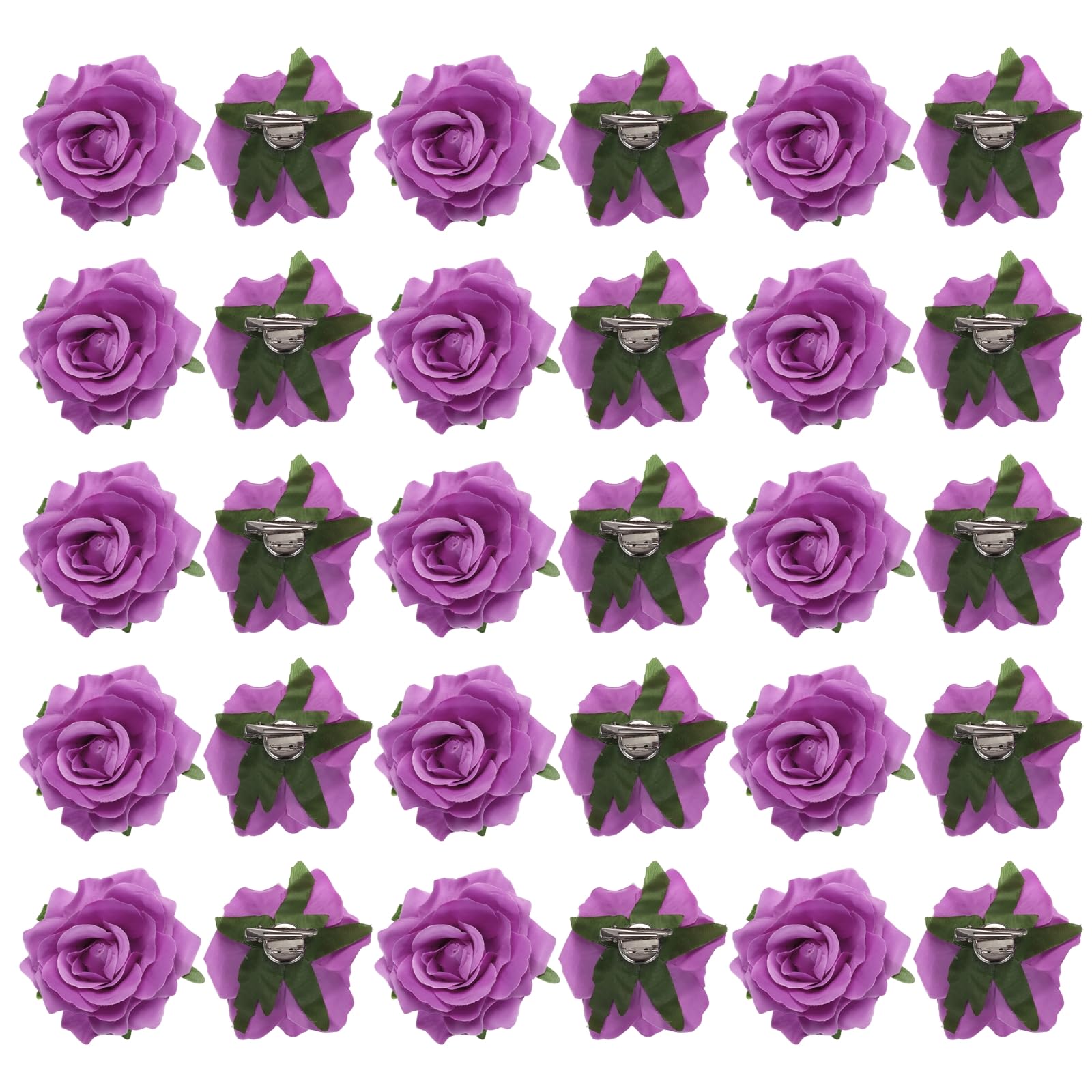Photo 1 of MECCANIXITY 30 Pcs Rose Flower Hair Clips 4 Inch Flower Hair Pins Flower Brooch for Women Hair Accessories Light Purple