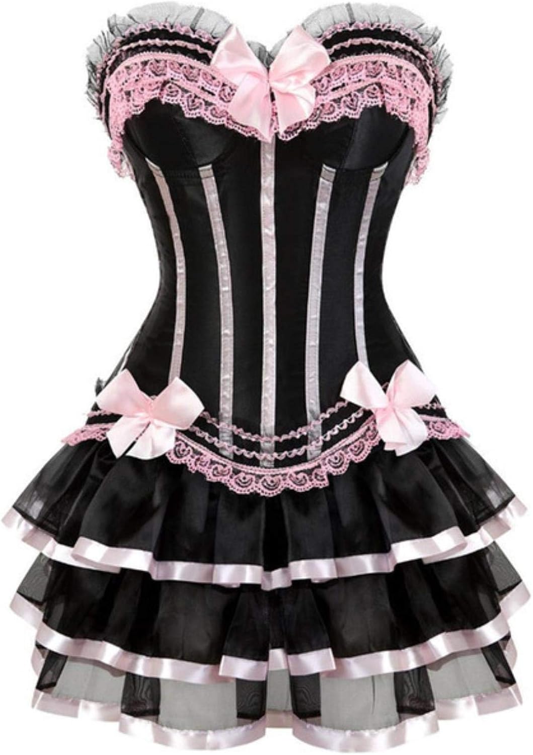Plus Size Burlesque Corsets Dress With Skirt Costumes Vintage Striped ...