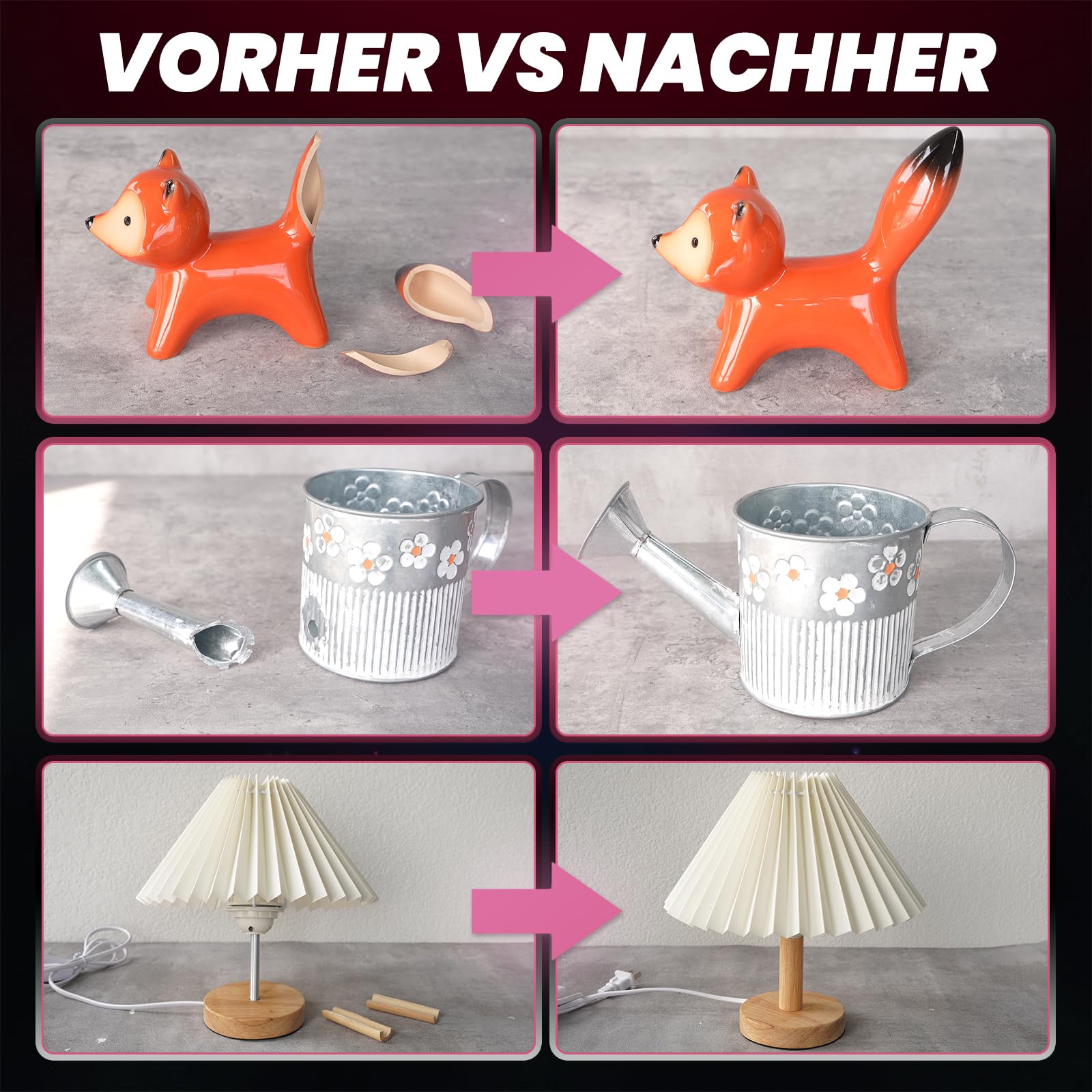 Universalkleber Sekundenkleber Extra Stark Transparent 25g Dickflüssig, Superkleber für 3d Druck PLA Keramik Schuh Holz Plastik Modellbau Wasserfest, Alleskleber für Leder Metall Stein Kunststoff 6