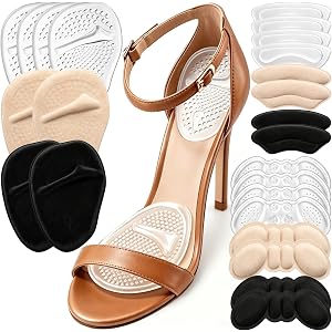 Heel Pads for Shoes & Metatarsal Pads Set, 24 Pcs Shoe Inserts for Women | Heel Grips, Ball of Foot Cushions & Heel Liners He