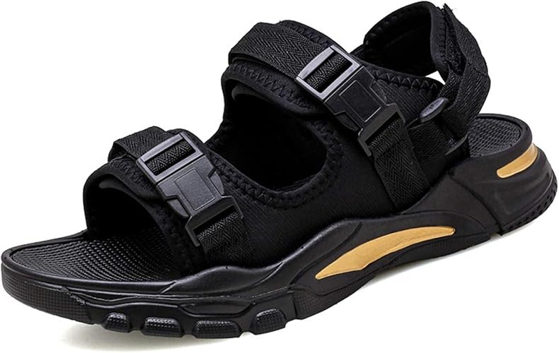 Amazon Donahutt03 メンズサンダル ストラップ スポーツ アウトドア サンダル 黒 白 涼しい おしゃれ 歩きやすい 軽量 通気 コンフォートサンダル マジックテープ 滑り止め 軽快 水陸両用 オフィス スリッパ メンズ フラットサンダル Donahutt03 ファッションサンダル