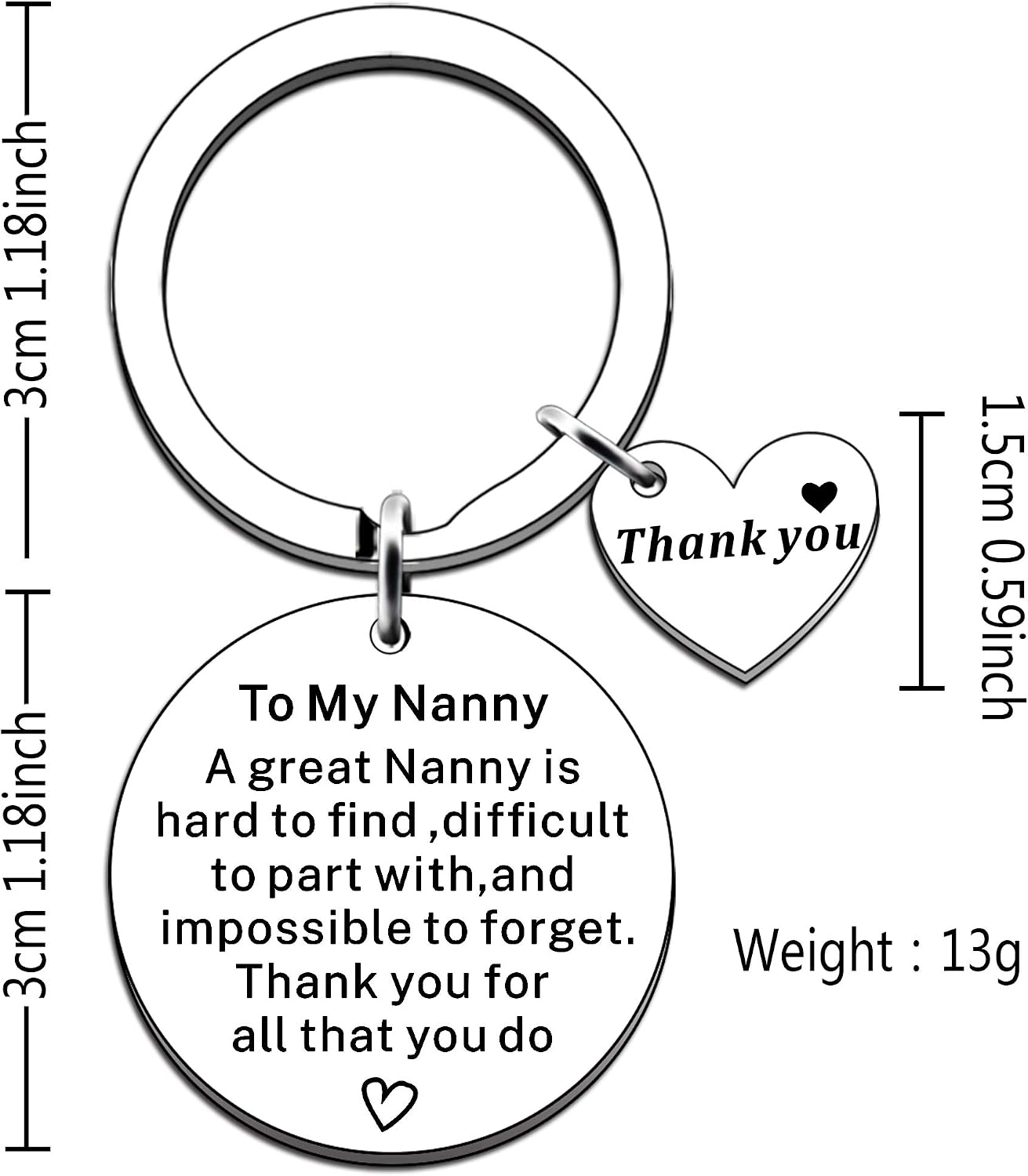 JMIMO Nanny Gifts Best Nanny Keyring Birthday Christmas Mothers Day Gifts For Nanny Babysitter, Silver - Image 3