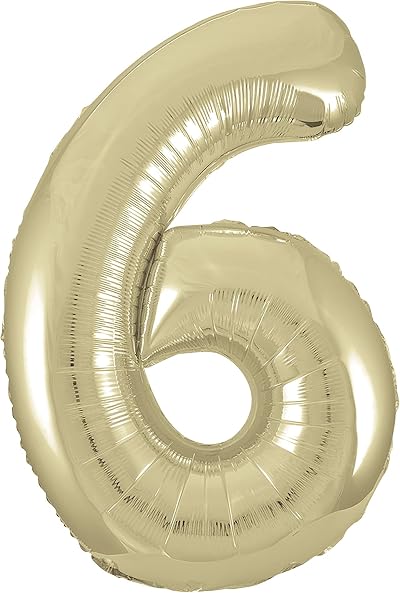 Unique Gold Number 6 Shaped Foil Balloon 86cm One Piece