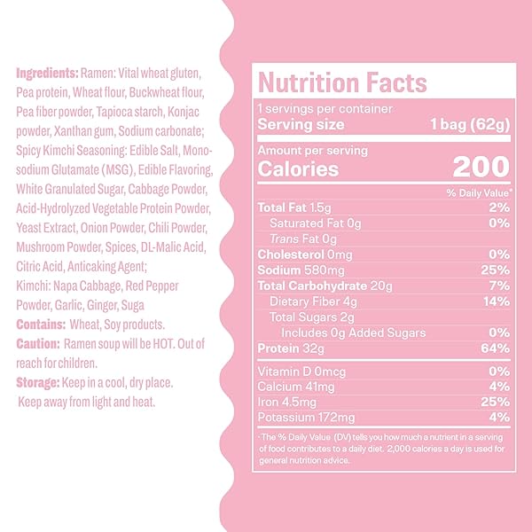 HETHSTIA PROTEIN RAMEN SPICY KIMCHI FLAVOR, 6-PACK INSTANT KIMCHI NOODLE SOUP, 32G PLANT-BASED PROTEIN, VEGAN, LOW FAT, NON-GMO, HEALTHY HIGH PROTEIN RAMEN MEAL